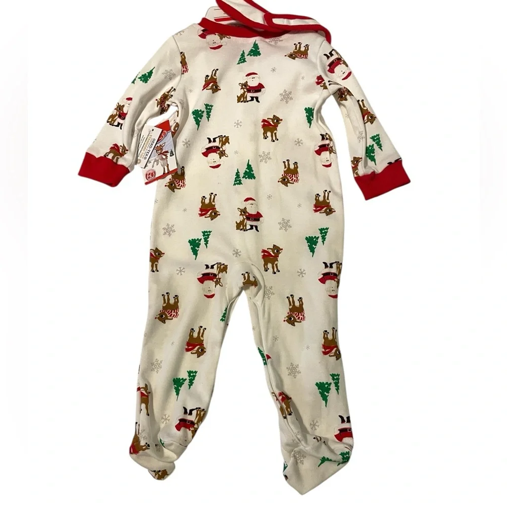 Rudolph‎ Baby First Christmas Reindeer Footie & Bib | 6M Unisex | NEW